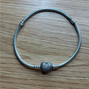 Authentic Pandora Moments Sparkling Heart & Snake Chain Bracelet